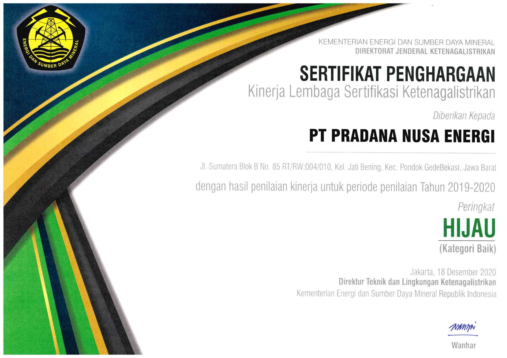 Sertifikat Penghargaan