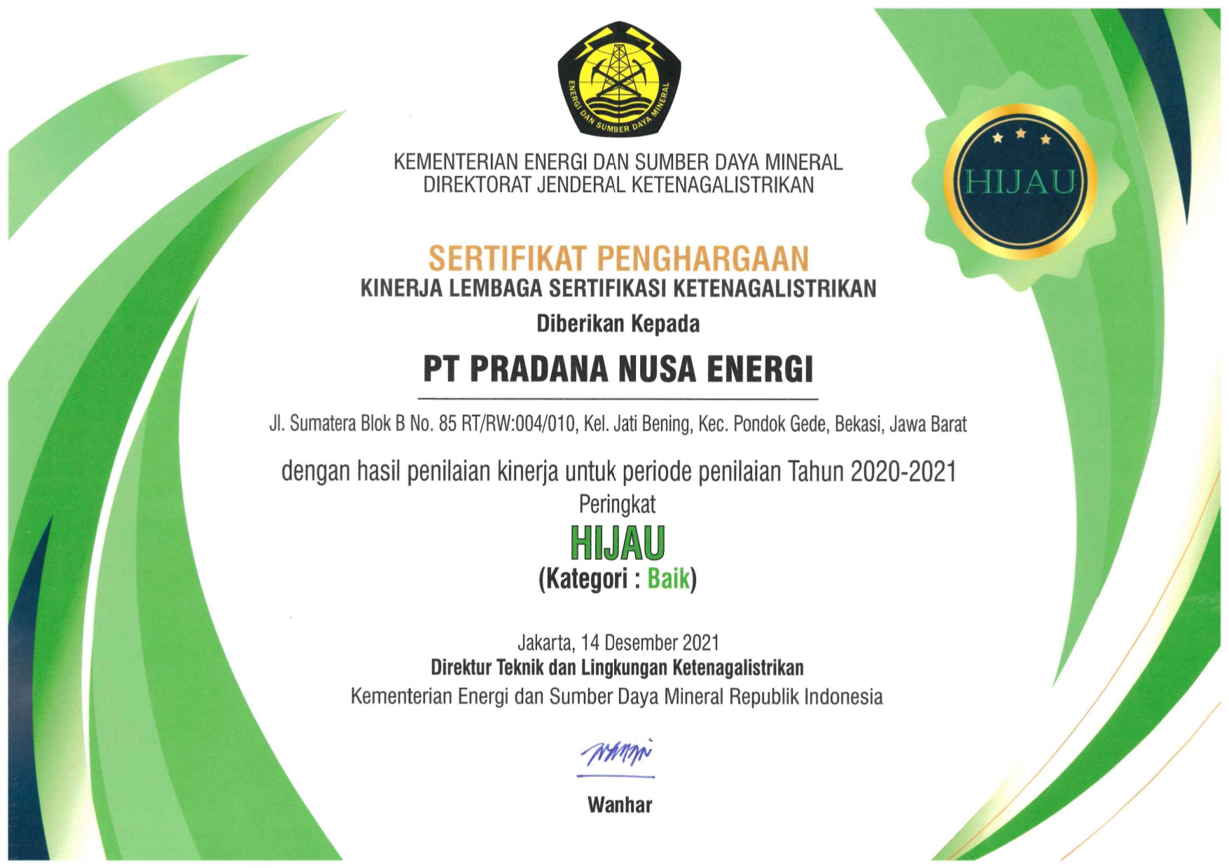 Sertifikat Penghargaan