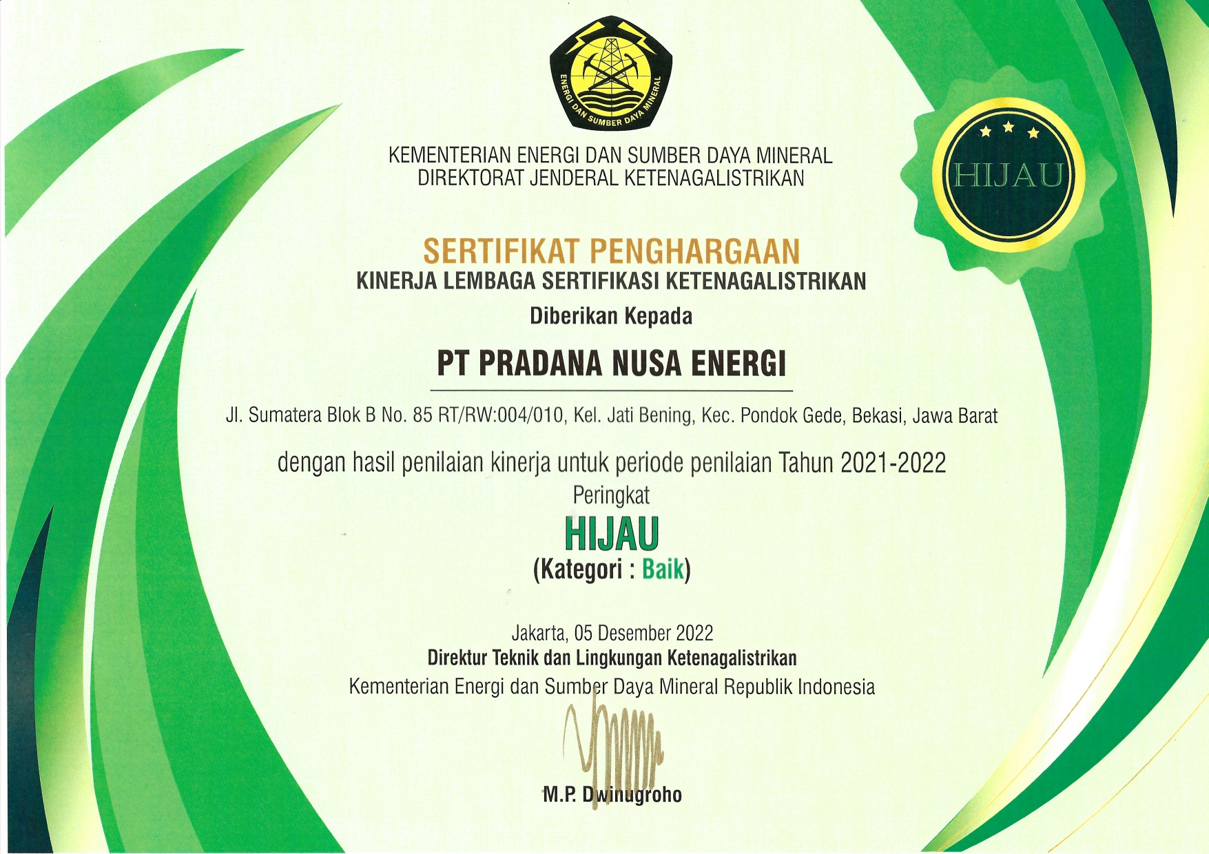 Sertifikat Penghargaan